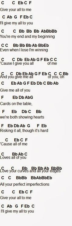 all of me piano notes