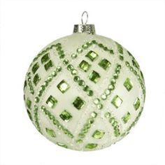 4 good tidings ivory with pastel green gems glass ball christmas ornament green christmas - Pastel Green Christmas Decorations 4 good tidings ivory with pastel green gems glass ball christmas ornament green christmas - Pastel Green Christmas Decorations