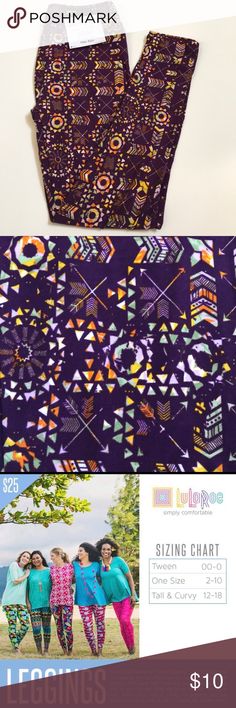 LuLaRoe Kids Leggings L//XL Large XLarge Peachy Orange Multi Colored Triangles