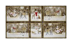 Christmas Animal Snow Sleigh Brown Cotton Fabric QT Woodland Dream 24/"X44/" Panel