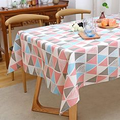 Proud Rose European Rural Embroidered Tablecloths High Grade Table Scandinavian Style Triangular Lattice Pattern Linen Tablecloth Thick Wear Resistant Durable Decorative Cloth A