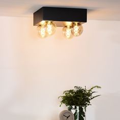 Flur Wohn Schlaf Zimmer Decken Leuchte braun mit 3 Philips LED 11,5W Lampen Glas