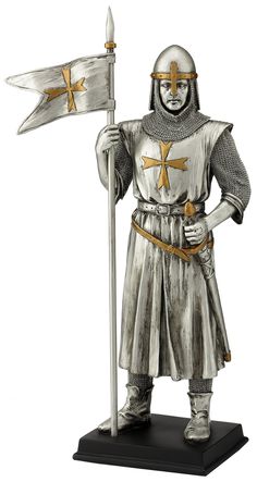 Medieval Knight Gold Armor w// Pollaxe on Right Hand Figurine Statue 13/"H New