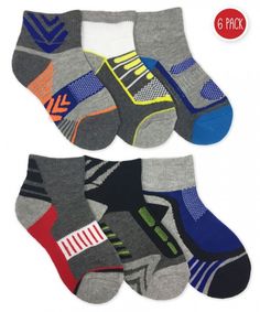 Jefferies Socks Boys/' Big Tech Sport Quarter Socks 6 Pair Pack Multicolor Large