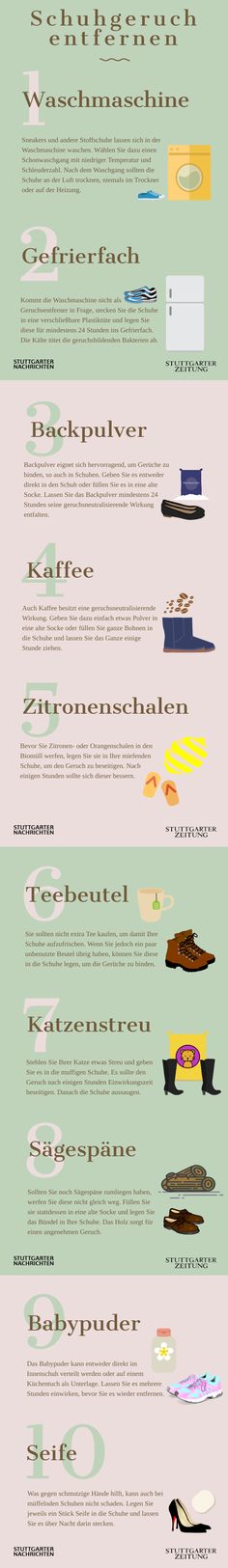 10 Tipps, um Schuhgeruch zu entfernen (Infografik) 10 Tipps, um Schuhgeruch zu entfernen (Infografik)