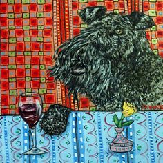 Soft Coated Wheaten Terrier wine bar dog art tile coaster gifts