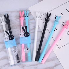 Alician Office 0.5mm Gel Pen Comb Shaped Black Sign Pen Stationery