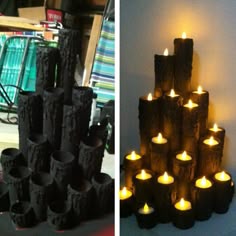 make it so you set the votives down onto the fake candle sticks then you can turn them on and off with ease - How To Make Cheap Halloween Decorations make it so you set the votives down onto the fake candle sticks then you can turn them on and off with ease - How To Make Cheap Halloween Decorations