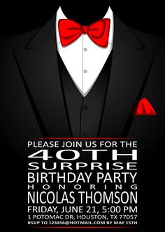 classic man 40th birthday invitation 30th 50th printable party invitation letter template