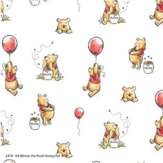 Disney Winnie Pooh Holiday Cheer on Light Green Cotton Fabric BTY