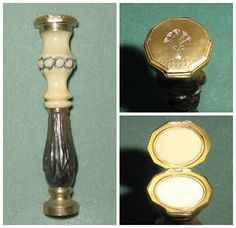 ANTIQUE STYLE WAX LETTER SEAL P LETTER STAMP BAROQUE DESK SEAL WOOD HANDLE