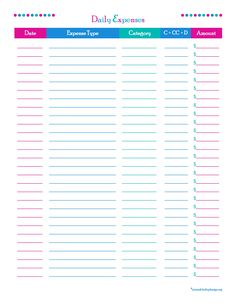 daily expense tracker fianance pinterest expense tracker