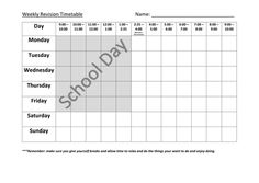 revision timetable templates