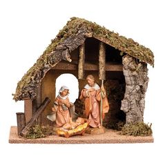 Traditional Style Ceramic Christmas Nativity Set With Stable Gisela Graham