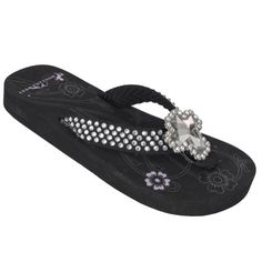 Dona Michi Leather Kids Flip Flop with Butterfly Print and Decorated