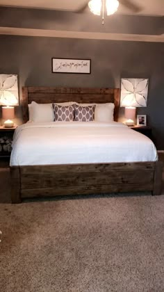 Farmhouse master bedroom Farmhouse Master Bedroom Decor, Rustic Bedroom Decor, Modern Bedroom, Farmhouse Bedding, Girls Bedroom, Stylish Bedroom, Bedroom Inspirations Cozy Rustic, Home Decor Ideas