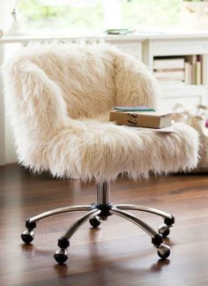 Diy It Throw A Fuzzy White Blanket Over Your Chair Bedroom Desk Chair Google Search