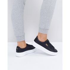 puma baskets plateformes en cuir noir