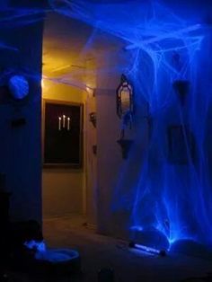 black light can be used in one corner or roomhalloween hallway glow in the dark purple spider webs with black lights - Halloween Lighting Ideas black light can be used in one corner or roomhalloween hallway glow in the dark purple spider webs with black lights - Halloween Lighting Ideas