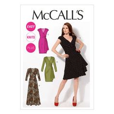 Front Variation Drape McCalls Pattern M7245 Ms Dress w//Pleated Sleeve ~ Collar