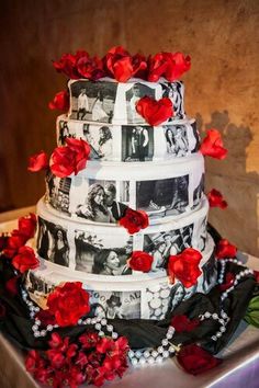 Elegant White Black And Red Wedding Cake Cakes Pinterest Red White And Black Wedding Cakes Epic In Los Angeles California Weddings Cake