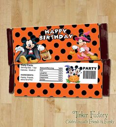 instant download mickey mouse halloween happy birthday candy bar wrapper digital file printable - Minnie Mouse Halloween Party instant download mickey mouse halloween happy birthday candy bar wrapper digital file printable - Minnie Mouse Halloween Party