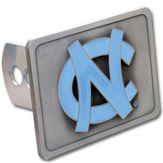 North Carolina Tarheels Brushed Metal Trailer Hitch Cover with NCAA Chrome Metal Logo