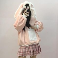 Thinkin Women Sweatshirt Harajuku Strawberry Milk Sweet Cute Girls Color Block Hoodies Loose O-Neck Winter Autumn Fleece Jumper