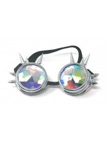 Steampunk Goggles Silver with Blue Lenses Cyber Vintage Retro Welding Glasses UK