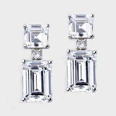 Cz By Kenneth Jay Lane Trend Drop Oval Emerald Cut Earrings Cubic Zirconia Earrings 12 20 Ctw Emerald Cut 14k Drop Earring E7228w Em