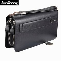 Black RunTo Women Slim Bifold Leather Rfid Card Coin Clutch Bag Large Capacity Zipper Buckle Wallets