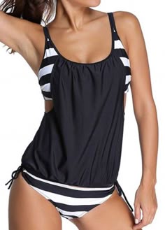 Lavany Womens Bathing Suits Strap Ruched U Neck Swim Top Beachwear with Boyshorts