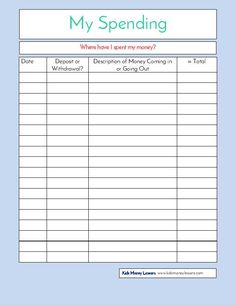 give save spend budget sheet printable for kids instant download