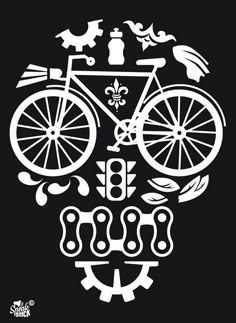 Black Skull Cog Bicycle Reflective Stickers Decals