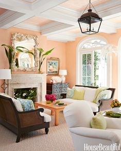 9 Calming Colors For A Serene Home Pinterest Peach Paint Living Gazette Barbara Resende Decor Tour Casa Jardim Sala Estar