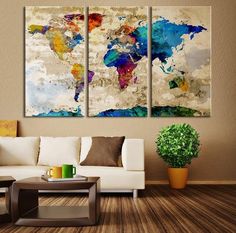 Besten Ideen Weltkarte Wand Kunstwerk Möbel Weltkarte-Wand-Kunstwerk kann wichtig sein, in Ihrem Haus und sagt viel über Sie, Ihren eigenen Stil müssen sich in dem Möbelstück und Wand Kunst,... World Map Canvas, Map Canvas Print, Large Canvas Wall Art, Water Color World Map, Wall Art Canvas Prints