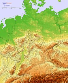 topographic hillshade map of germany altitude scale more relief maps