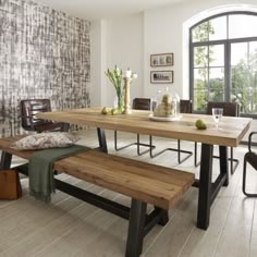 Dining Sets With Bench bolt solid wood & metal dining table … | pinteres… Dining Sets With Bench bolt solid wood & metal dining table … | pinteres…