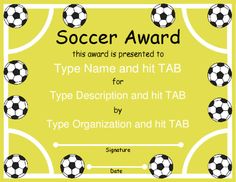 soccer award certificate templates
