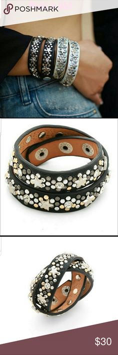 Leather Look Faux Rocker Bracelet Wristlet Studded Metal Biker Fancy Dress
