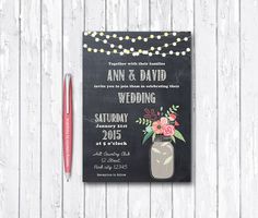 Mason Jar Wedding Invitation Printable Digital By Tranquillina Mason Jar Wedding Invitation Printable Digital By Tranquillina