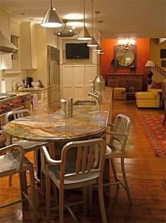 7 Island With Round Table Attached Ideas Kitchen Island Table Kitchen Design Kitchen Island With Seating