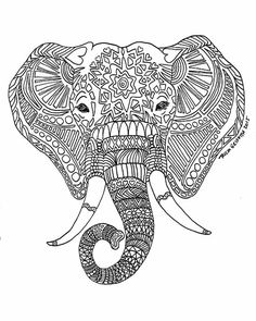 Elephant Abstract Doodle Zentangle Paisley Coloring Pages Colouring