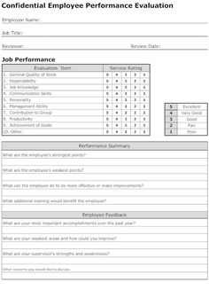 free employee performance review forms excel pinterest