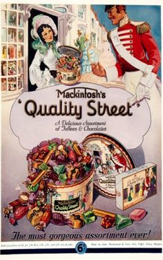 Vintage Quality street advertising poster reproduction. Delicious dillema