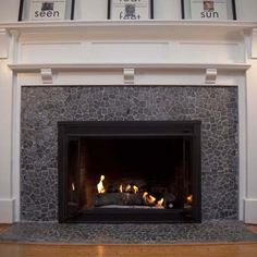 79 Best Fireplaces Pebble And Stone Tile Images On Pinterest In Grey Mosaic Tile