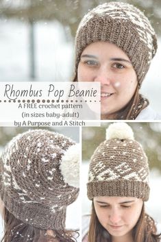 Crochet Hat Rhombuses Crochet Pattern for Women Crochet Beanie Crochet Hat