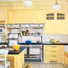 Yellow Painted Kitchens soft blue and yellow kitchens | love the butter yellow on these Yellow Painted Kitchens soft blue and yellow kitchens | love the butter yellow on these