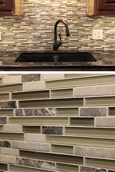 a glazzio #mosaic tile cascades down behind a #stainless steel a glazzio #mosaic tile cascades down behind a #stainless steel