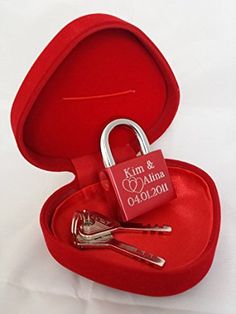 Herz Liebesschloss Blau Herzbox mit Gravur Hochzeitstag Jahrestag Geld Geschenk